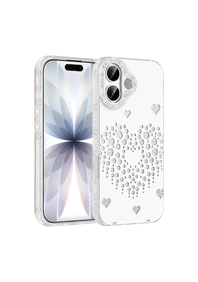 iPhone 17 Kılıf Damla Taşlı Zore Rivas Sert Pc Kapak - Beyaz