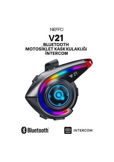 Y21 Bluetooth Motosiklet Kask Kulaklığı Renkli Led Işıklı, İnterkom Destekli, Yüksek Ses Kalites