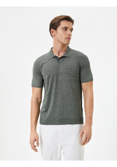Koton Polo Yaka Triko Kazak Slim Fit Kısa Kollu Kırçıllı Haki 4sam70008ht Haki