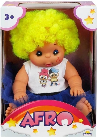 Mey İthalat 20040 Afro Kıvırcık Saçlı Bebek 23 Cm -