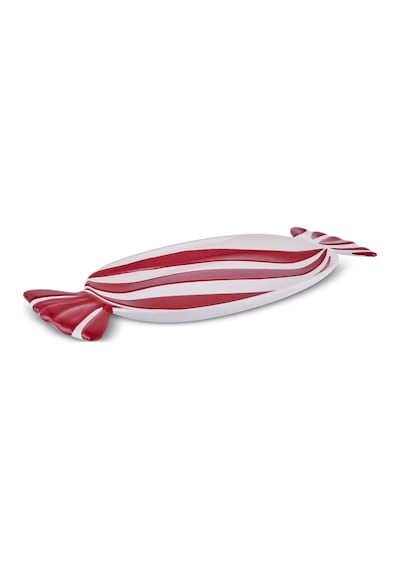 Karaca New Year Yılbaşı Candy Twist Kayık Tabak 41 Cm Kırmızı