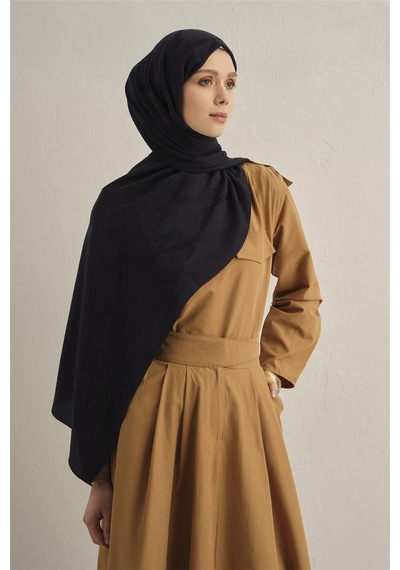 Armine Lyocell Naia Zikzak Desen Şal 1- 03 Siyah