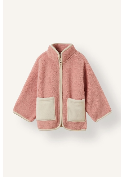 Defacto Dik Yaka Fermuarlı Cepli Pelüş Hırka Kız Bebek H9006a526aupn243 Pembe-pn243