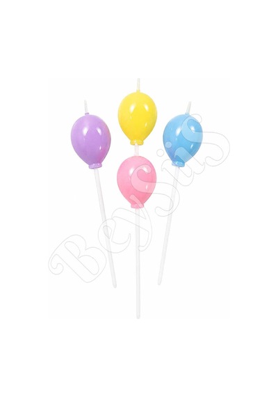 4lü Makaron Balon Mum Çok Renkli