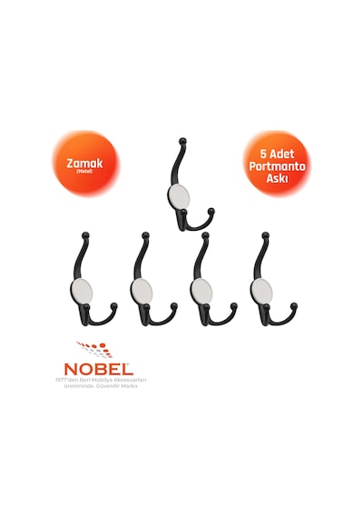 Mi Sket Portmanto Askısı, Metal Vestiyer Askısı, Matsiyah , Duvar Ve Dolap Askılığı 5'li Set Vidalı Matsi Yah