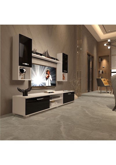 Decoraktiv Eko 5da Mdf Dvd Tv Ünitesi Tv Sehpası Beyaz - Siyah