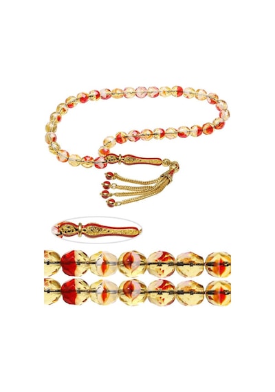 Sertifikalı Gerçek Telkari Püskül Doğal Kırmızı Kuvars Taşı Tesbih