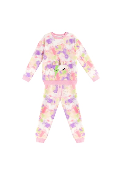 Denokids Mshb&g Unicorn Batik Desenli Kız Çocuk Eşofman Takım Pembe - Yeşil
