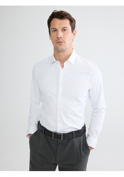 Lcw Busıness Beyaz Slim Fit Armürlü Erkek Basic Gömlek