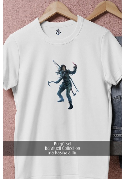 Bahriyeli Collection Oversize Rise Of The Tomb Raider Shadow Tasarımlı Unisex T-shirt Beyaz