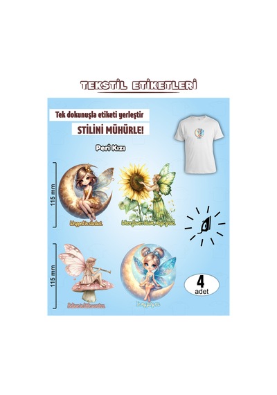 Ütü İle Yapışan Kıyafet Etiketi Peri Kızı 4lü Set Karışık