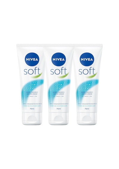 Nıvea Soft Nemlendirici Bakım Kremi 75ml, Jojoba Yağı, E Vitamini, Yüz Vücut El, Yumuşak Cilt, X3 Adet,avantajlı