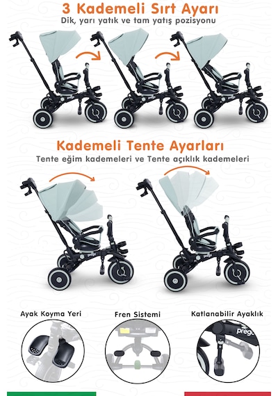 Prego Happy Dino Plus 360 Tamamen Katlanabilir Çocuk Bisikleti