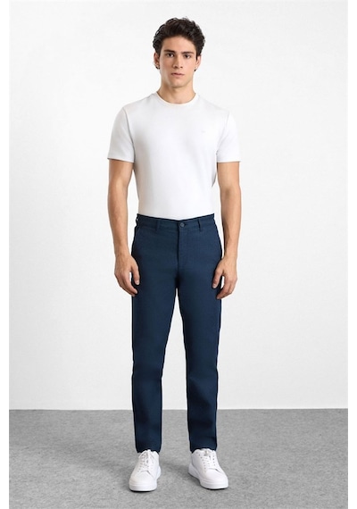Süvari Lacivert Slim Düz Armürlü Normal Bel Casual Pantolon Spn2020500019-m09