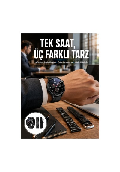 Akıllı Saat Yeni Nesil Üç Kordonlu Nabız Ölçer Çağrı Cevaplama Yeni Nesil - Hs08377903-44 Renkli