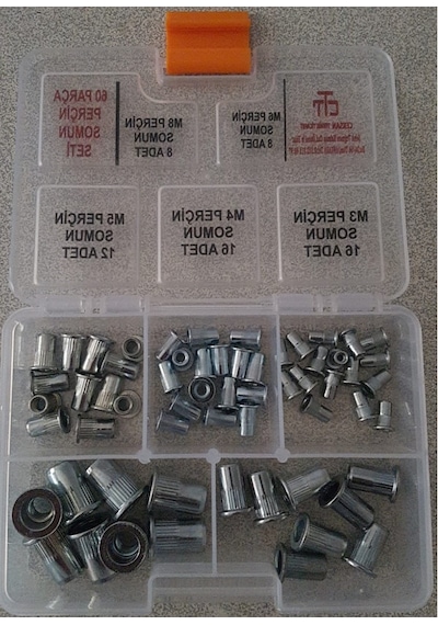 Perçin Somun Seti 60 Parça Flanşlı Perçin Somun N11.42508