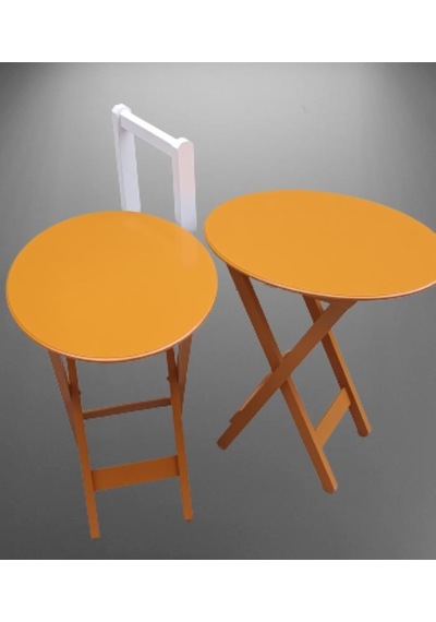 Çanta Zigon Sehpa Oval Model İkili Takım Ahşap Mdf Hardal Renk Uyumu El Yapımı