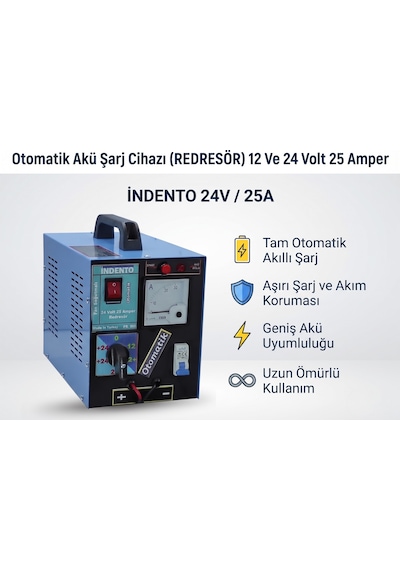 Otomatik Akü Şarj Cihazı Redresör 12 ve 24 Volt 25 Amper