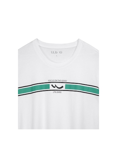Ltb Şeritli Logo Baskılı Beyaz T-shırt Beyaz