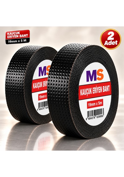 2 Adet Kauçuk Eriyen Bantı Siyah 19 Mm X 5 Metre Elektrikçi Kablo Boru Hortum İzolasyon Tamir Bandı