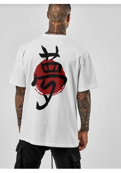 Kozia Outdoors Malkoçbey Çin Yazısı Baskılı T-shirt Beyaz
