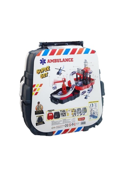 Heroes Toys Çantalı Ambulans Seti Arabalı Ern-2016 Beyaz,sırt Çantalı Taşınabilir Oyuncak Ambulans Garaj Seti
