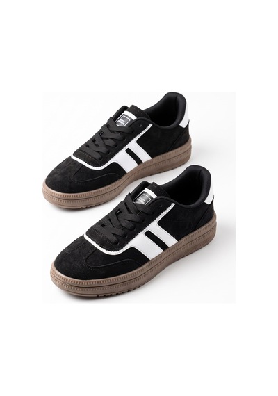 V.S.H Velvet Rota Kadın Siyah-beyaz Sneaker Spor Ayakkabı - Kadın Günlük Ayakkabı-2526 Siyah Beyaz