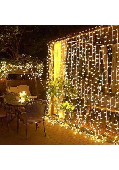 3x3m Premium Perde Led - 8 Fonksiyonlu, Su Geçirmez İç Dış Mekan Teras Dekor Işıkları Renkli