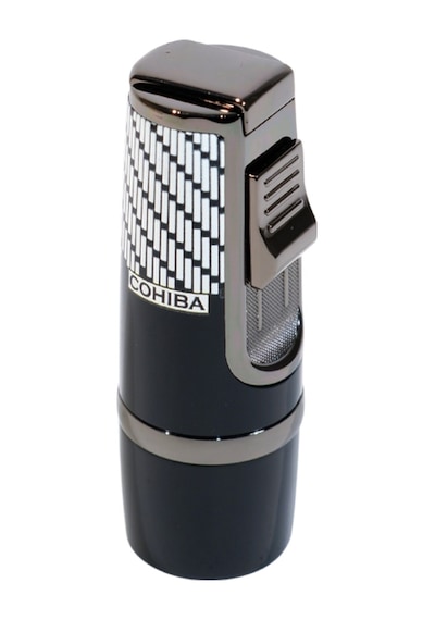 Cohiba 3 Torch Pürmüz Siyah-beyaz Desenli Metal Puro Çakmağı - Tr9245
