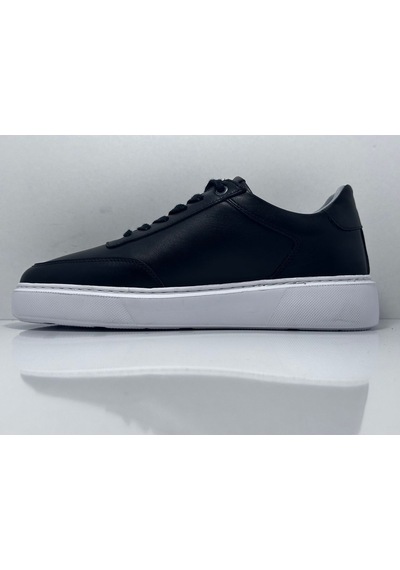 Miwano Siyah-beyaz Eva Taban Bağcıklı Hakiki Deri Günlük Erkek Sneaker Ayakkabı Siyah