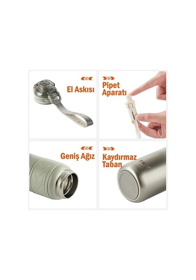 Vagonlife Tkk T2022 500ml Süzgeçli Pipetli Yeşil Çelik Matara Diğer