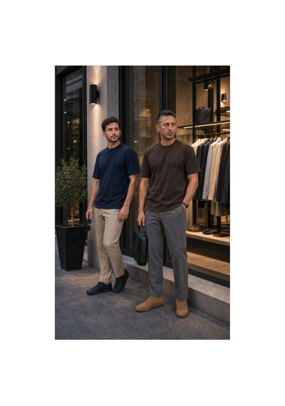 Modi Green Premium Oysho Model 2'li Unisex Regular Oversize Sıfır Yaka Tişört - Kahverengi - Lacivert Modi Green Premium Oysho Model 2'li Unisex Regular Oversize Sıfır Yaka Tişört - Kahverengi - Lacivert