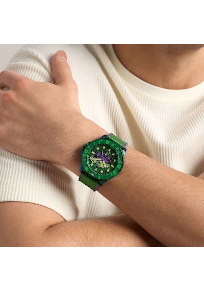 Fossil Fle1246set Marvel X Fossil Limited-edition Incredible Hulk Erkek Kol Saati Ve Yaka İğnesi Seti Yeşil