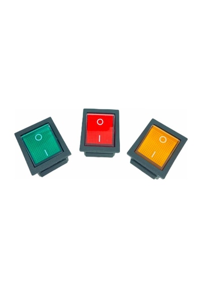 Switch - "104" - Geniş Kare On/Off Anahtar - Kırmızı Işıklı - 4 P
