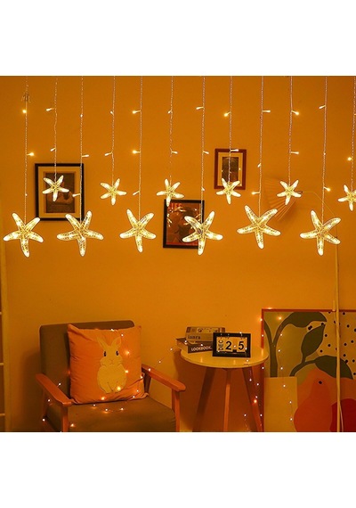 3 Metre Fişli Led Işık 10'lu Deniz Yıldızı Işık Zinciri Dekoratif Fişli Aydınlatma Ev Dekorasyonu Süsleme Salon Oda Merdiven Balkon İçin Yılbaşı Eğlence Doğum Günlerine Özel Aydınlatma