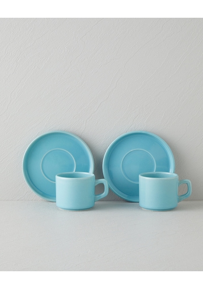 English Home Coastal Bliss Seramik 4 Parça 2 Kişilik Çay Fincanı Takımı 184 Ml Açık Mavi Açık Mavi