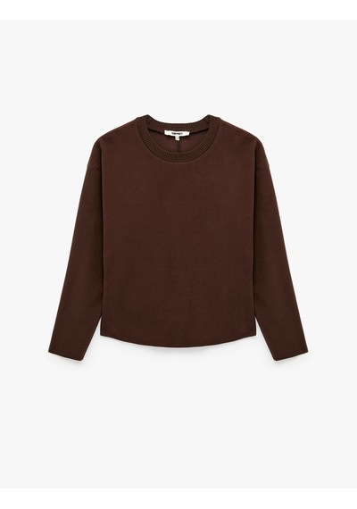 Koton Regular Fit Uzun Kollu Bisiklet Yaka Basic Sweatshirt Kahverengi 7wak10006ek Kahve