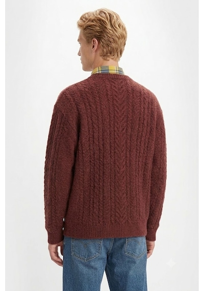 Levi's Erkek Yuvarlak Yaka Relaxed Fit Kazak Açık Bordo