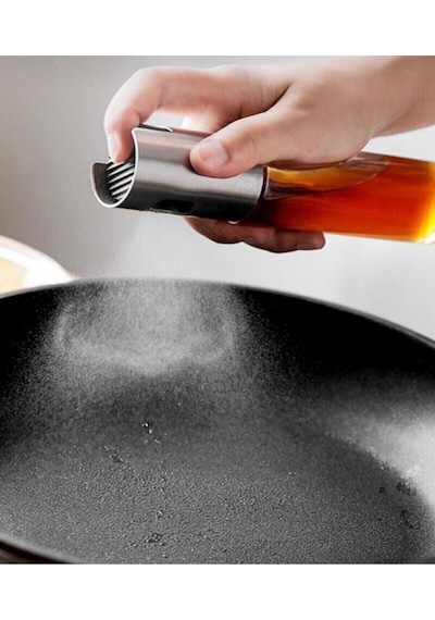Zeytinyağı/sirke/yağ Püskürtücü Cam Sprey Yağdanlık 100ml - Airfryer Pişirme Öncesi Sprey Yağlık Gri Diğer