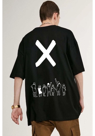 Flood Of Style Unisex Design X İmza Baskılı T-shirt Siyah
