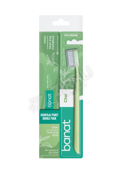 Banat Set Chai Yeşilçay Diş Fırçası + 50 Ml Macun Orta