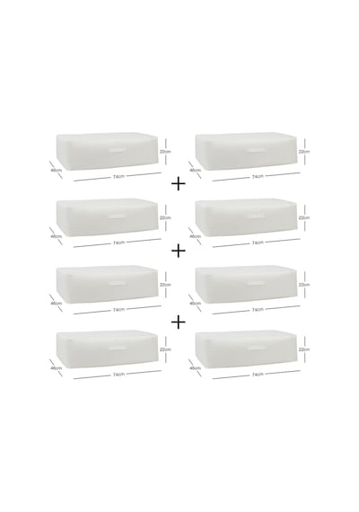 Home Wave 8'li Mega Boy Gri Pötikare Baza Altı Hurç Set 74 X 46 X 22 Cm Gri