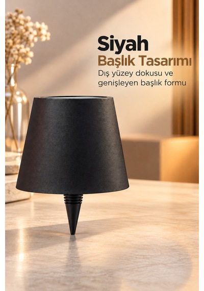 Modern Masa Lambası Şişe Üstü Siyah Abajur Başlığı Standart