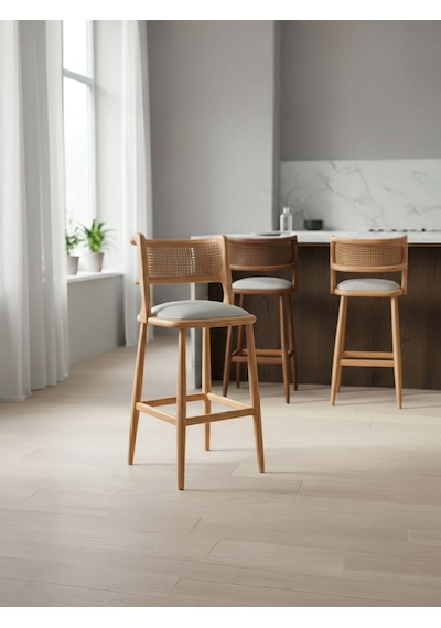 Venosa Ahşap Bar Sandalyesi Natural