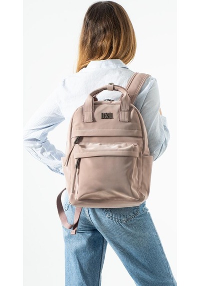Baginn Kadın Sırt Çantası Nubuk-süet Dokulu Vegan Deri 37 27 Cm İster Elde İster Sırtta Fonksiyonel 19b Pudra