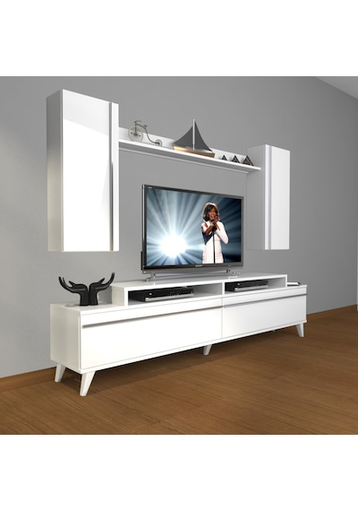 Decoraktiv Ekoflex 7 Mdf Retro Tv Ünitesi Tv Sehpası Beyaz