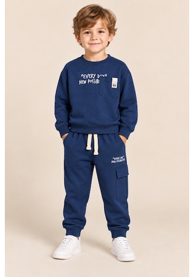 Ahengim Erkek Çocuk Pamuklu Baskılı 2 Li Takım Sweatshirt Eşofman Altı 1-4 Yaş Ak122 Lacivert Ahengim Erkek Çocuk Pamuklu Baskılı 2 Li Takım Sweatshirt Eşofman Altı 1-4 Yaş Ak122 Lacivert