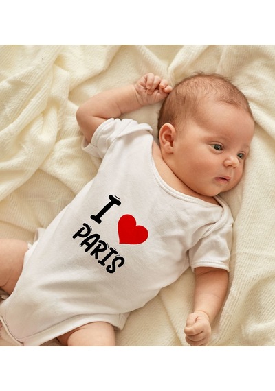Bk Kids I Love Paris Tasarımlı Bebek Body Zıbın - Model 1 3-6 Ay sarı