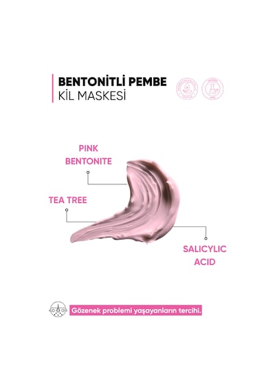 Mia Klinika Siyah Nokta Karşıtı ve Gözenek Sıkılaştırıcı Bentonitli Pembe Kil Maskesi 15 ML