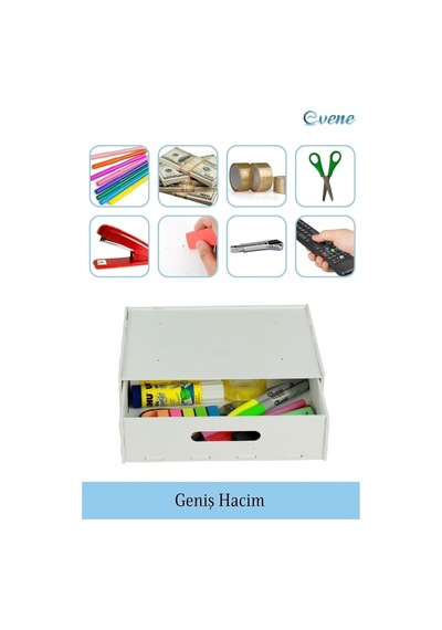 Evene Gizli Çekmece Organizer Masa Altı Saklama Kabı Beyaz Renk Model 1 Egizlicekmece1 Genel